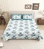 Blue Floral 144 TC Cotton King Size  King Size Bedsheet With 2 Pillow Cover