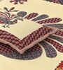 Plum Peacock Print 144 TC Cotton Size Double  Bedsheet With 2 Pillow Cover