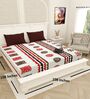 White Traditional print 144 TC Cotton King Size  Bedsheet With 2 Pillow Cover