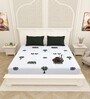 Blue Traditional print 144 TC Cotton King Size  Bedsheet With 2 Pillow Cover