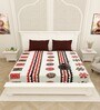 White Traditional print 144 TC Cotton King Size  Bedsheet With 2 Pillow Cover