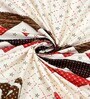 White Traditional print 144 TC Cotton King Size  Bedsheet With 2 Pillow Cover