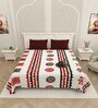 White Traditional print 144 TC Cotton King Size  Bedsheet With 2 Pillow Cover