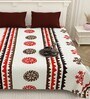 White Traditional print 144 TC Cotton King Size  Bedsheet With 2 Pillow Cover
