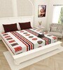 White Traditional print 144 TC Cotton King Size  Bedsheet With 2 Pillow Cover