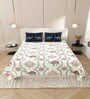 White And Blue Floral 144 TC Cotton King Size  Bedsheet With 2 Pillow Cover