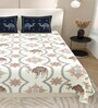 White And Blue Floral 144 TC Cotton King Size  Bedsheet With 2 Pillow Cover