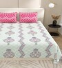 Blue Traditional print 144 TC Cotton King Size  Bedsheet With 2 Pillow Cover