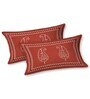 Red Traditional print 144 TC Cotton King Size  Bedsheet With 2 Pillow Cover