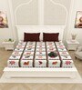 Brown Traditional print 144 TC Cotton King Size  Bedsheet With 2 Pillow Cover