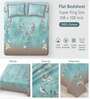 Green Floral print 144 TC Cotton King Size  Bedsheet With 2 Pillow Cover