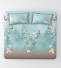 Green Floral print 144 TC Cotton King Size  Bedsheet With 2 Pillow Cover