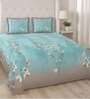 Green Floral print 144 TC Cotton King Size  Bedsheet With 2 Pillow Cover