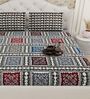 Grey Traditional print 144 TC Cotton King Size  Bedsheet With 2 Pillow Cover