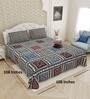 Grey Traditional print 144 TC Cotton King Size  Bedsheet With 2 Pillow Cover