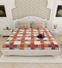 Orange Traditional print 144 TC Cotton King Size  Bedsheet With 2 Pillow Cover
