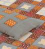 Orange Traditional print 144 TC Cotton King Size  Bedsheet With 2 Pillow Cover