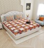 Orange Traditional print 144 TC Cotton King Size  Bedsheet With 2 Pillow Cover