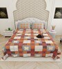 Orange Traditional print 144 TC Cotton King Size  Bedsheet With 2 Pillow Cover