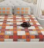 Orange Traditional print 144 TC Cotton King Size  Bedsheet With 2 Pillow Cover