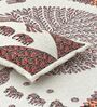 Cream And Brown Traditional 144 TC Cotton King Size  King Size Bedsheet With 2 Pillow Cover