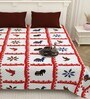 Red Traditional print 144 TC Cotton King Size  Bedsheet With 2 Pillow Cover