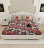 Red Traditional print 144 TC Cotton King Size  Bedsheet With 2 Pillow Cover
