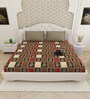 Beige Traditional print 144 TC Cotton King Size  Bedsheet With 2 Pillow Cover