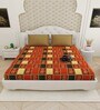 Orange Traditional print 144 TC Cotton King Size  Bedsheet With 2 Pillow Cover