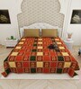 Orange Traditional print 144 TC Cotton King Size  Bedsheet With 2 Pillow Cover