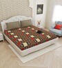 Beige Traditional print 144 TC Cotton King Size  Bedsheet With 2 Pillow Cover