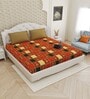Orange Traditional print 144 TC Cotton King Size  Bedsheet With 2 Pillow Cover