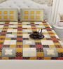 Yellow Traditional print 144 TC Cotton King Size  Bedsheet With 2 Pillow Cover