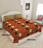 Orange Traditional print 144 TC Cotton King Size  Bedsheet With 2 Pillow Cover