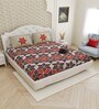 Red Traditional print 144 TC Cotton King Size  Bedsheet With 2 Pillow Cover