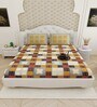 Yellow Traditional print 144 TC Cotton King Size  Bedsheet With 2 Pillow Cover