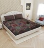Grey Traditional print 144 TC Cotton King Size  Bedsheet With 2 Pillow Cover