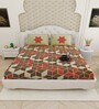 Brown And Red Traditional print 144 TC Cotton King Size  Bedsheet With 2 Pillow Cover