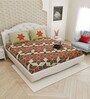 Brown And Red Traditional print 144 TC Cotton King Size  Bedsheet With 2 Pillow Cover