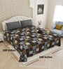 Grey Traditional print 144 TC Cotton King Size  Bedsheet With 2 Pillow Cover