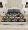 Grey Traditional print 144 TC Cotton King Size  Bedsheet With 2 Pillow Cover