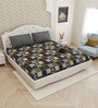 Grey Traditional print 144 TC Cotton King Size  Bedsheet With 2 Pillow Cover