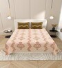 Peach Block Print  144 TC Cotton King Size  Bedsheet With 2 Pillow Cover