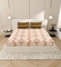 Peach Block Print  144 TC Cotton King Size  Bedsheet With 2 Pillow Cover