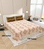 Peach Block Print  144 TC Cotton King Size  Bedsheet With 2 Pillow Cover