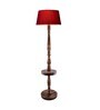 Accent Khadi Cotton Shade Shelf Floor Lamp With Wood Base