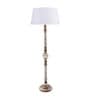 Kwan Off White Cotton Shade Club Floor Lamp With Wood Base