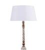 Kwan Off White Cotton Shade Club Floor Lamp With Wood Base