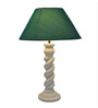 Green Fabric Shade Table Lamp with White Base