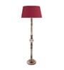 Orem Maroon Cotton Shade Club Floor Lamp With Wood Base